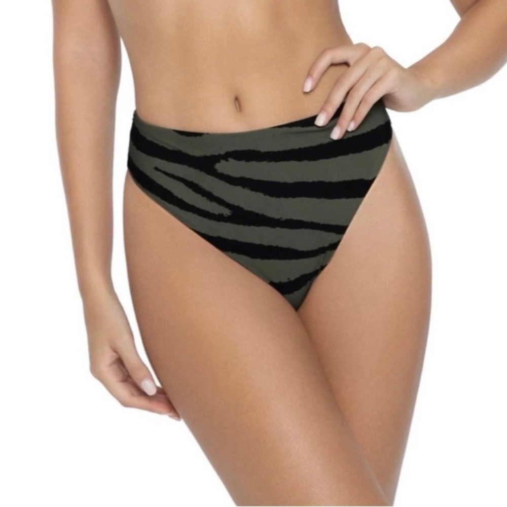PQ Swim Hillary High Waist Full Bikini Bottom Tiger Lilly Size Small NWT Anthro